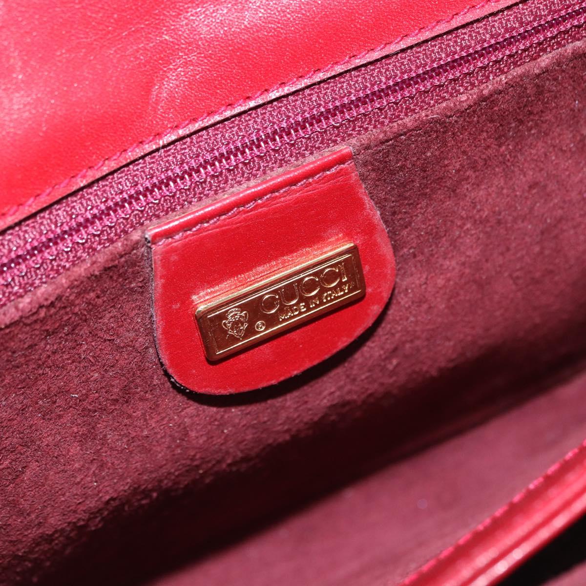 GUCCI Shoulder Bag Leather Red Gold Auth ka5597