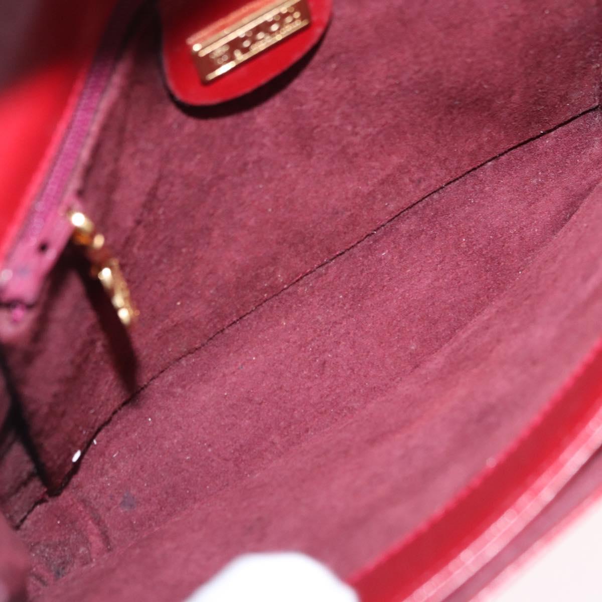GUCCI Shoulder Bag Leather Red Gold Auth ka5597