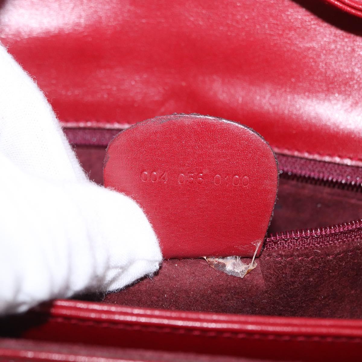GUCCI Shoulder Bag Leather Red Gold Auth ka5597