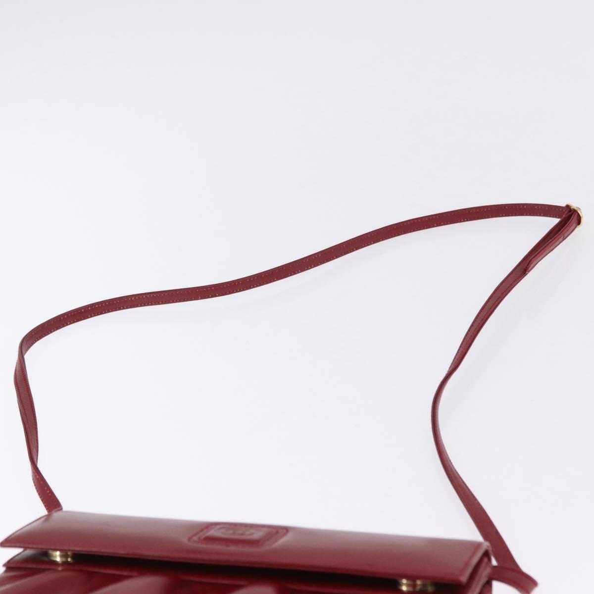 GUCCI Shoulder Bag Leather Red Gold Auth ka5597