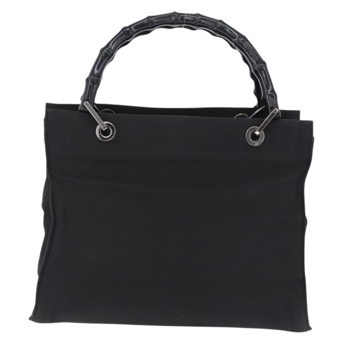 GUCCI Bamboo Tote Bag Canvas Black Silver 002 1016 Auth ka5599