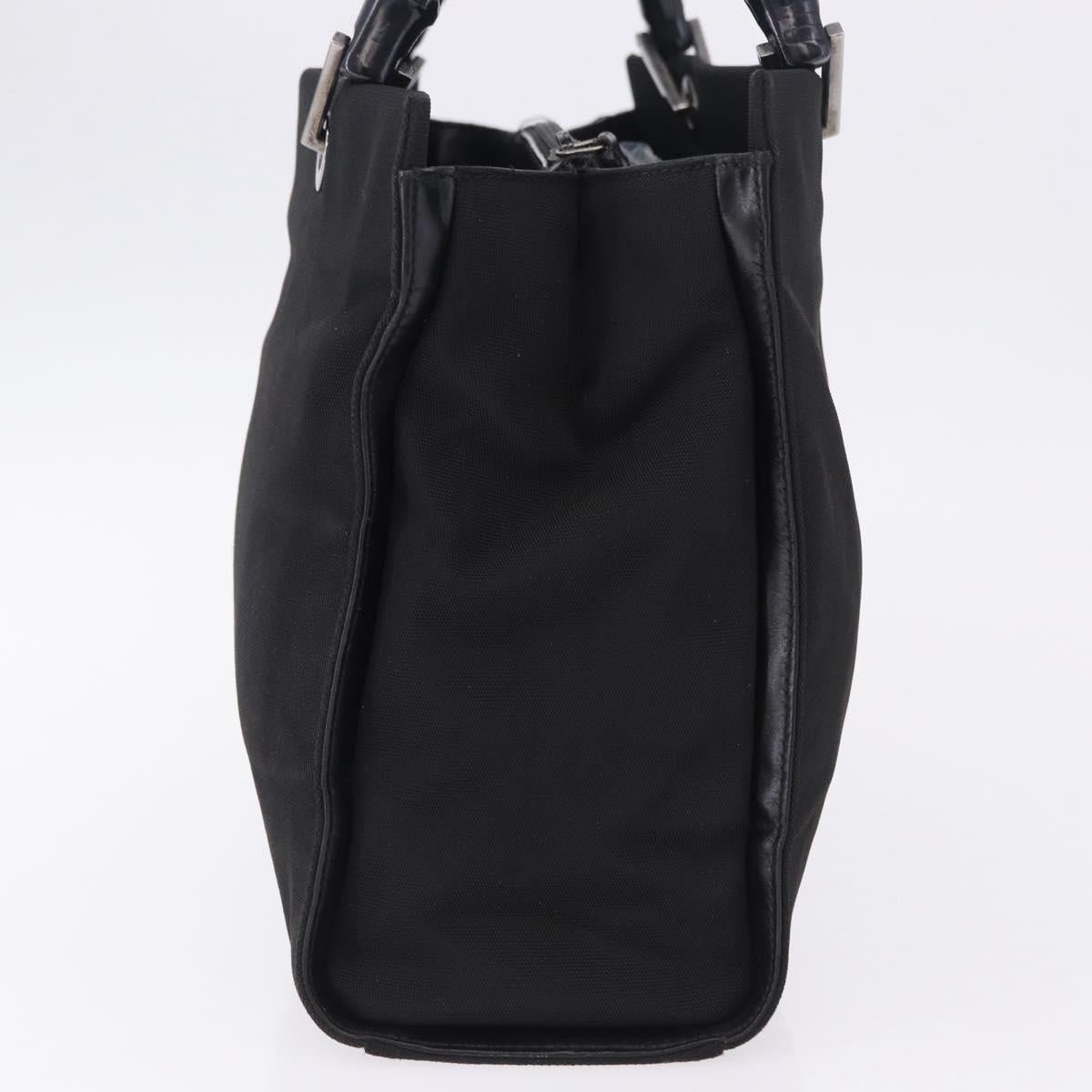 GUCCI Bamboo Tote Bag Canvas Black Silver 002 1016 Auth ka5599