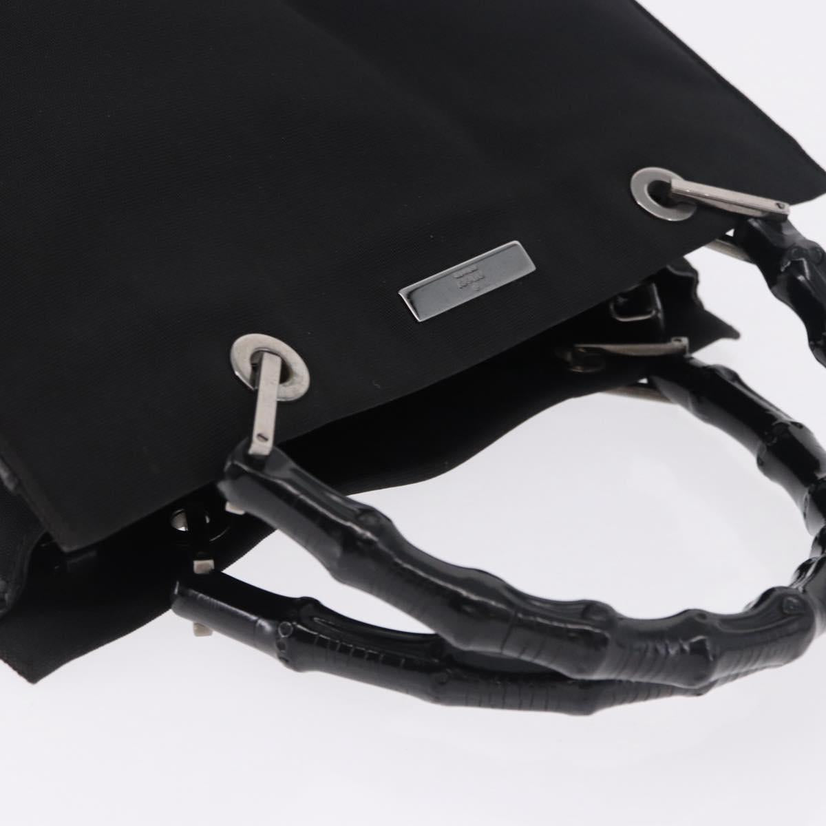 GUCCI Bamboo Tote Bag Canvas Black Silver 002 1016 Auth ka5599