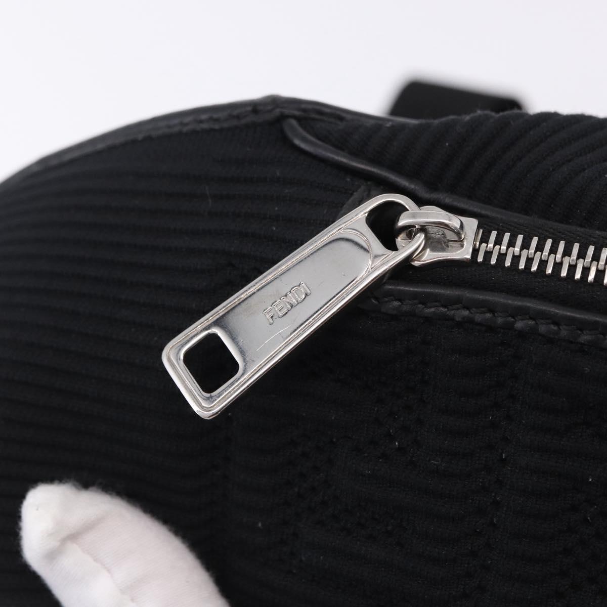 FENDI Shoulder Bag Canvas Black Silver Auth ka5602V