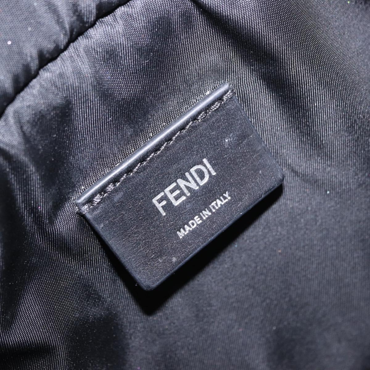 FENDI Shoulder Bag Canvas Black Silver Auth ka5602V