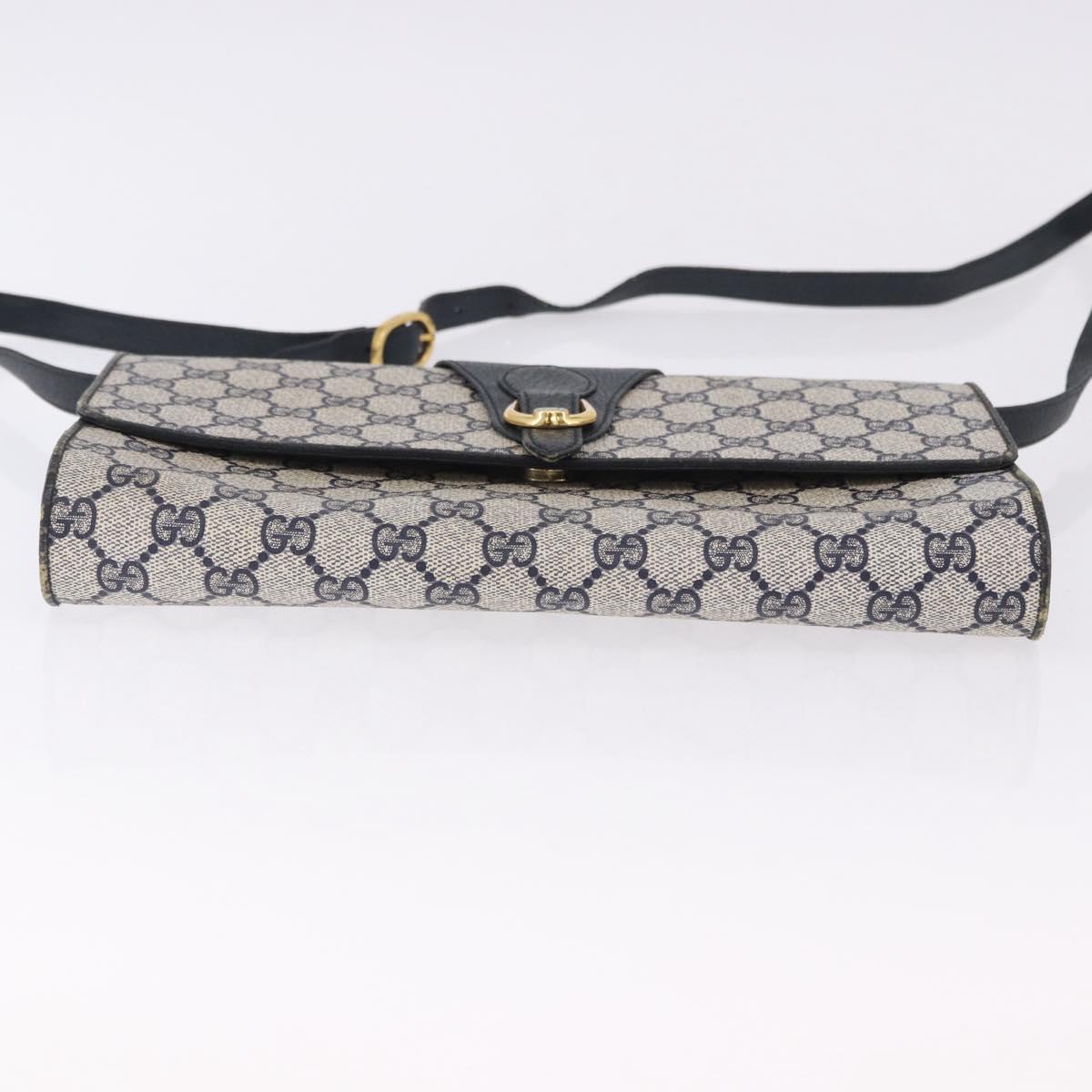 GUCCI GG Supreme Shoulder Bag PVC Navy Gold 94 02 050 Auth ka5606