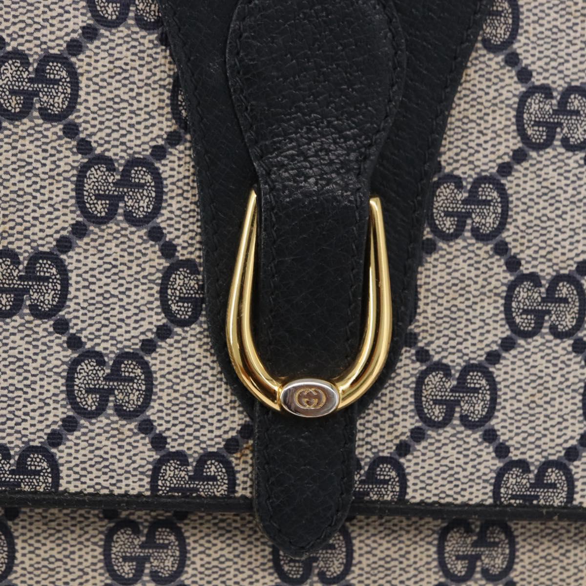 GUCCI GG Supreme Shoulder Bag PVC Navy Gold 94 02 050 Auth ka5606