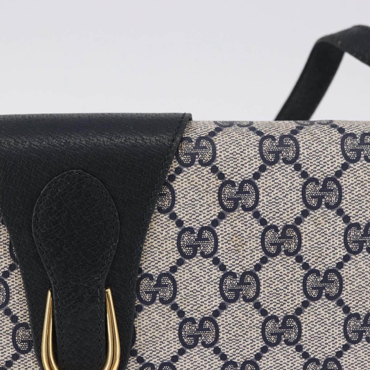 GUCCI GG Supreme Shoulder Bag PVC Navy Gold 94 02 050 Auth ka5606