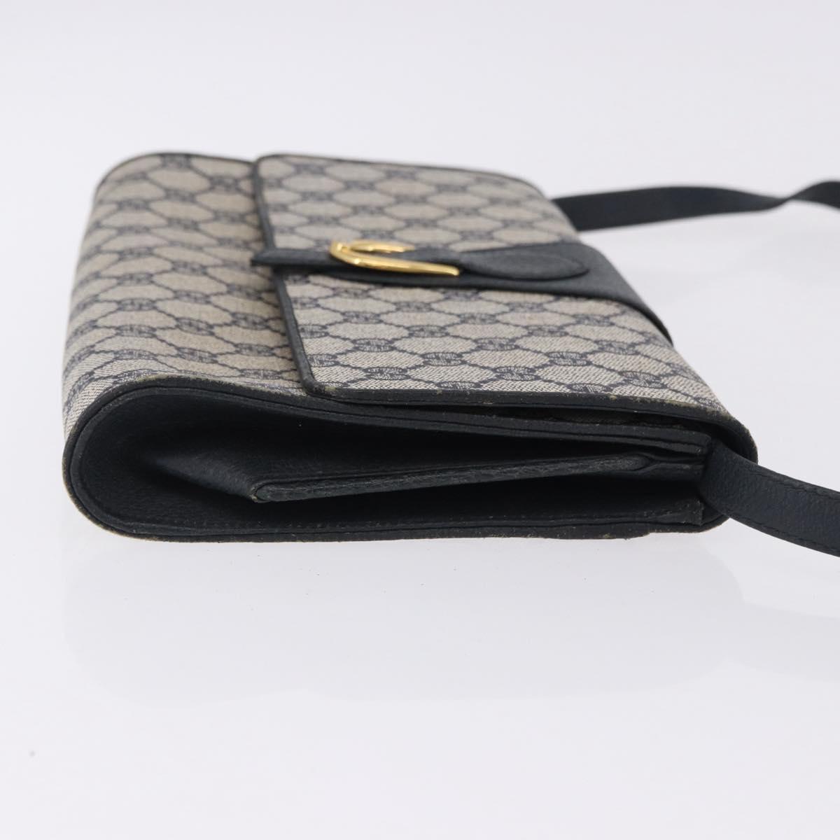 GUCCI GG Supreme Shoulder Bag PVC Navy Gold 94 02 050 Auth ka5606