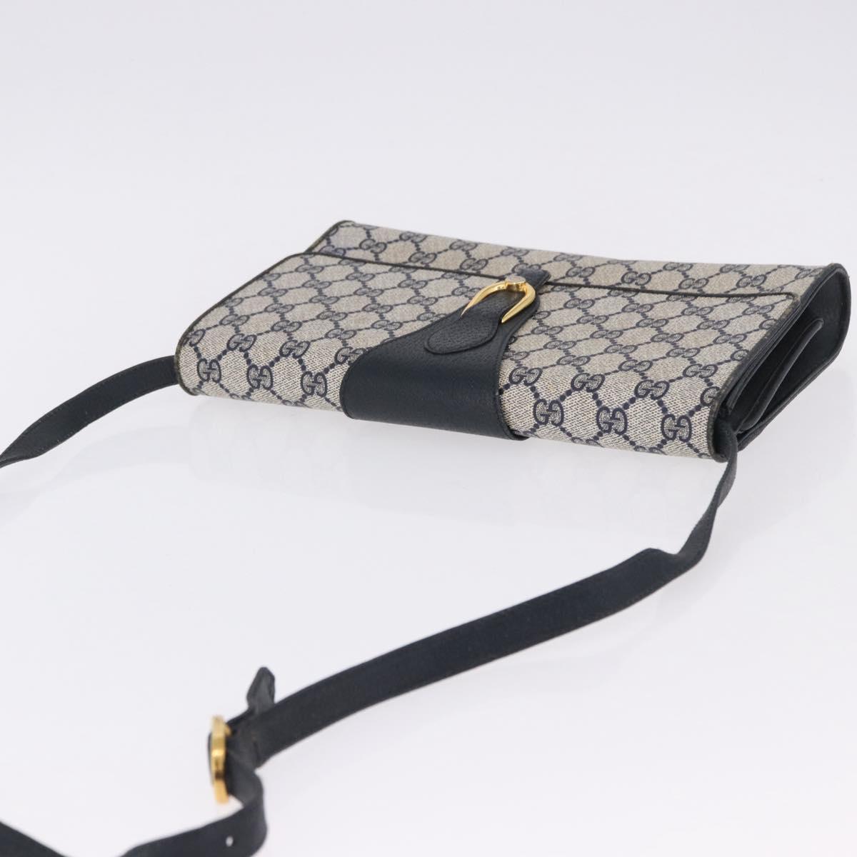 GUCCI GG Supreme Shoulder Bag PVC Navy Gold 94 02 050 Auth ka5606