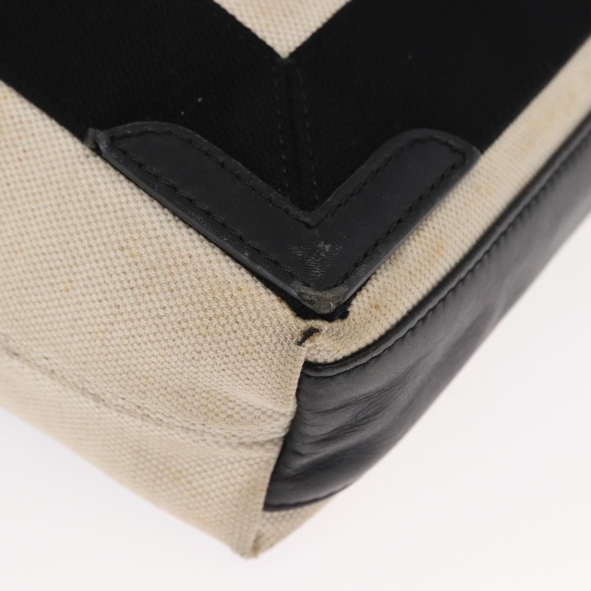 BALENCIAGA Hand Bag Canvas Beige Black Auth ka561