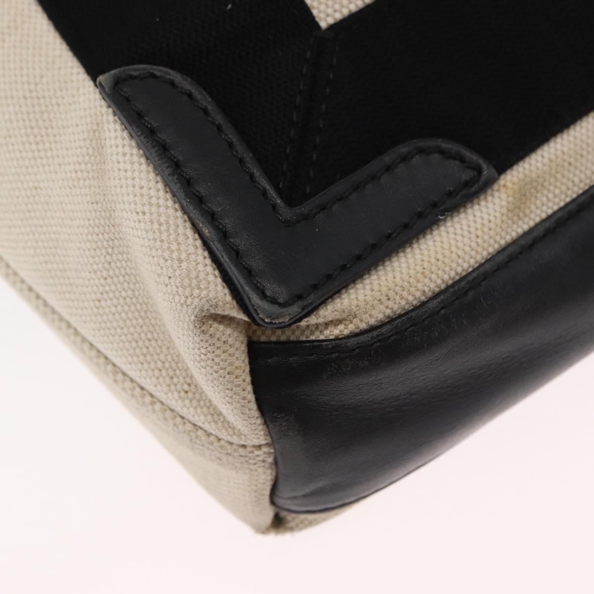 BALENCIAGA Hand Bag Canvas Beige Black Auth ka561