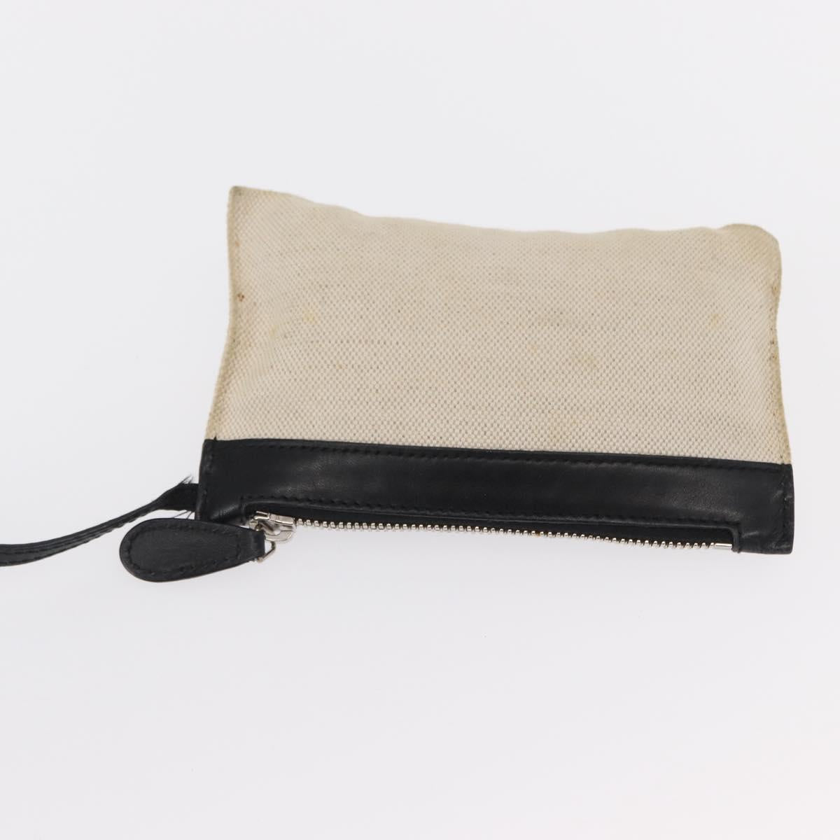 BALENCIAGA Hand Bag Canvas Beige Black Auth ka561