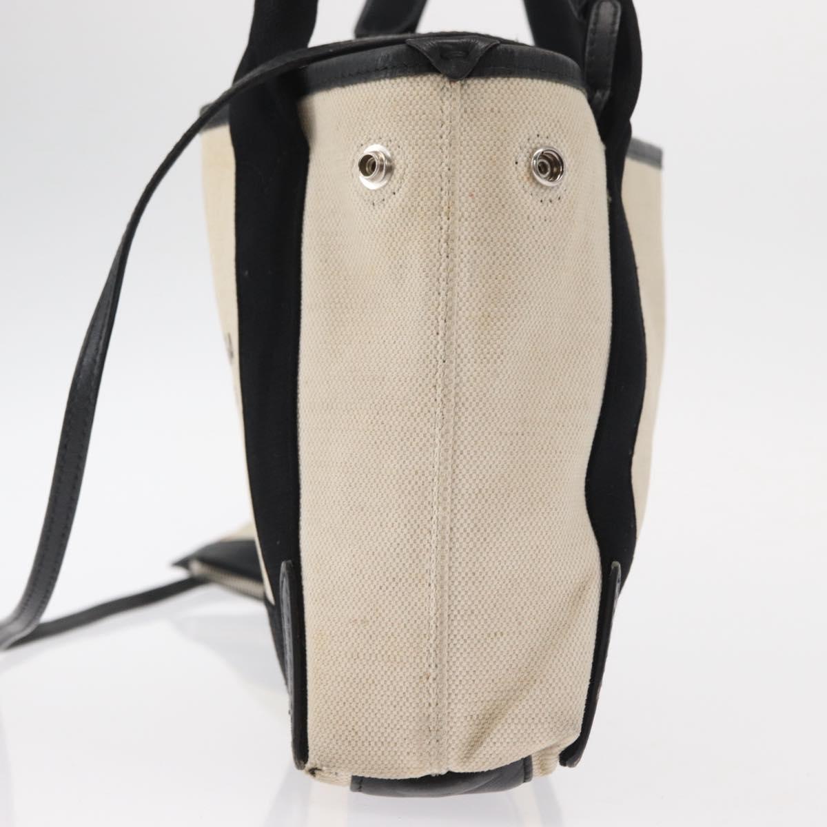 BALENCIAGA Hand Bag Canvas Beige Black Auth ka561