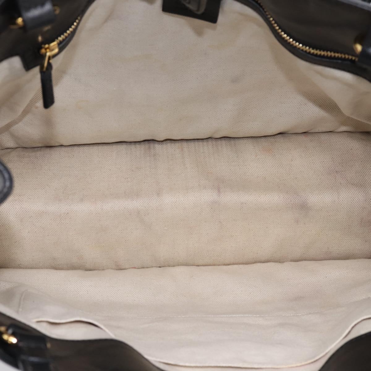 GUCCI Tote Bag Leather Black Gold 623694 Auth ka5612V