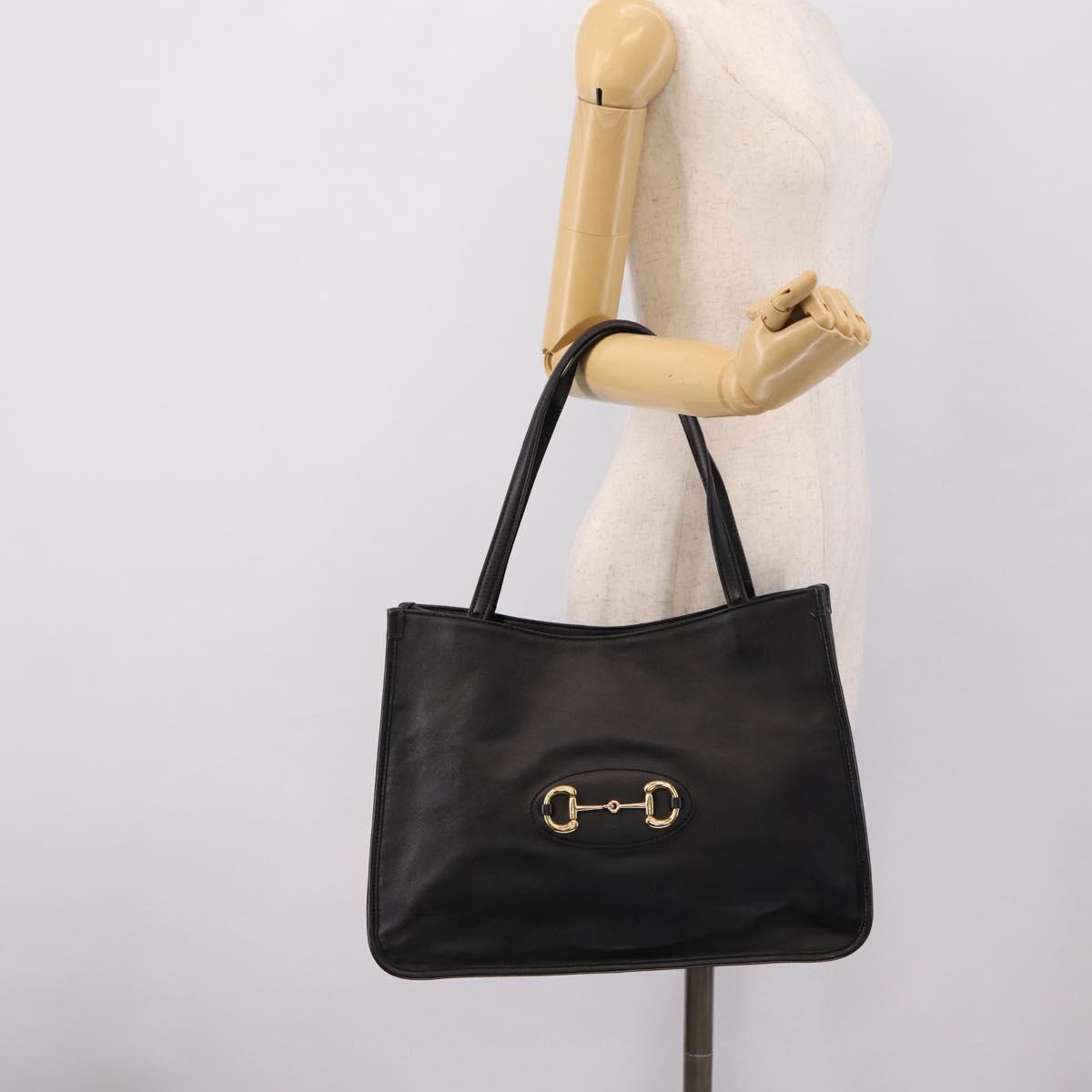 GUCCI Tote Bag Leather Black Gold 623694 Auth ka5612V