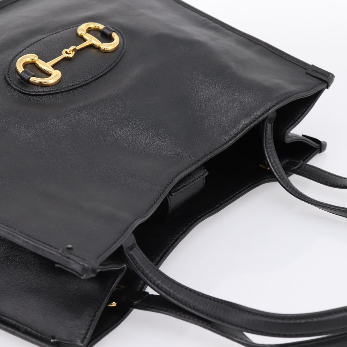 GUCCI Tote Bag Leather Black Gold 623694 Auth ka5612V