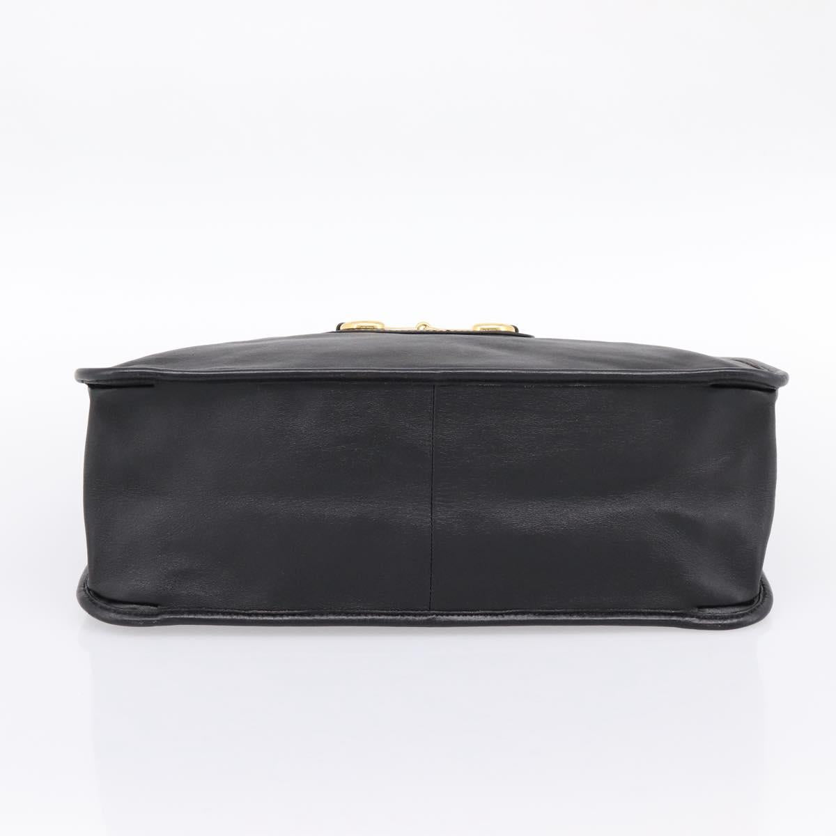 GUCCI Tote Bag Leather Black Gold 623694 Auth ka5612V