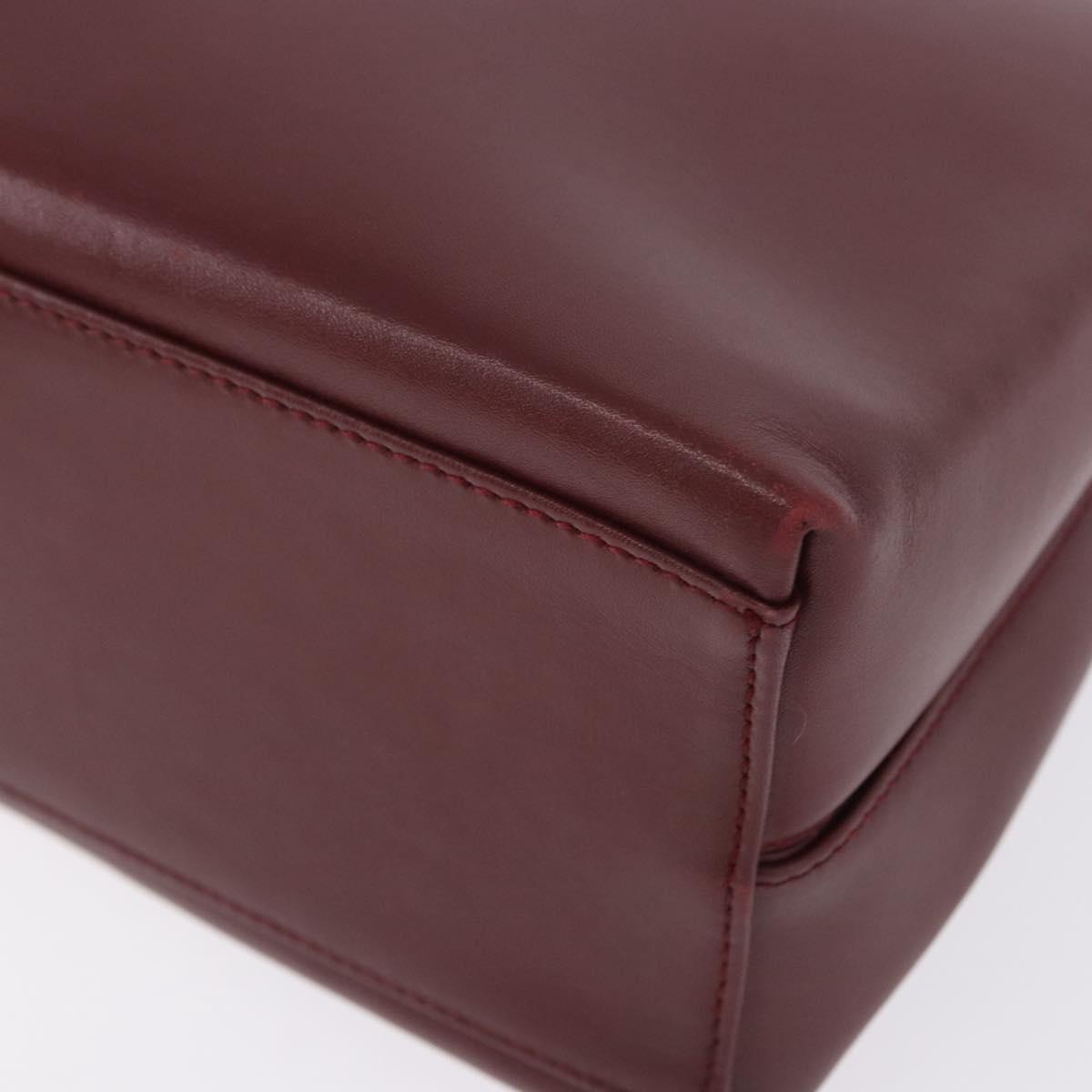 Salvatore Ferragamo Gancini Backpack Leather Bordeaux Gold Auth ka5613A