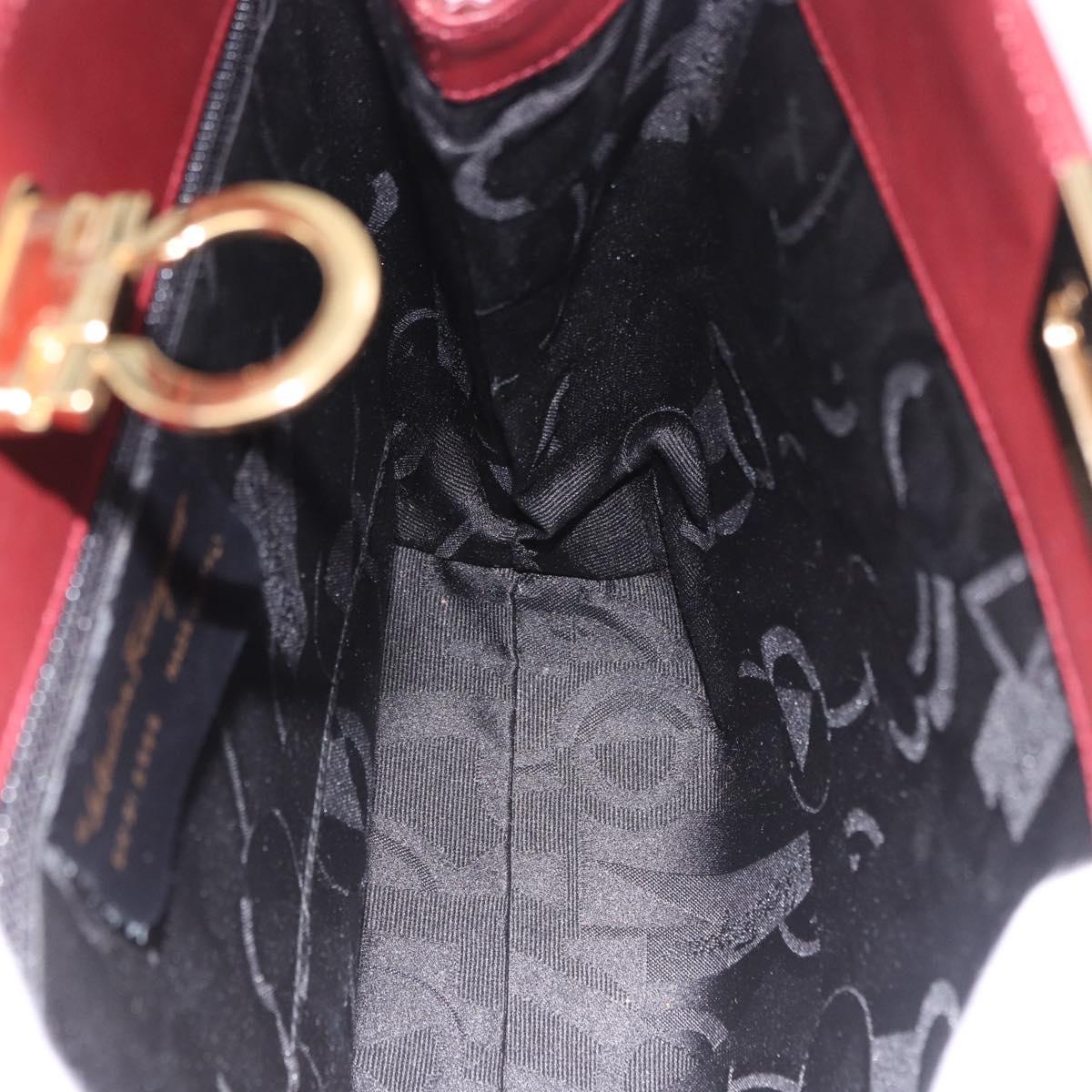 Salvatore Ferragamo Gancini Backpack Leather Bordeaux Gold Auth ka5613A