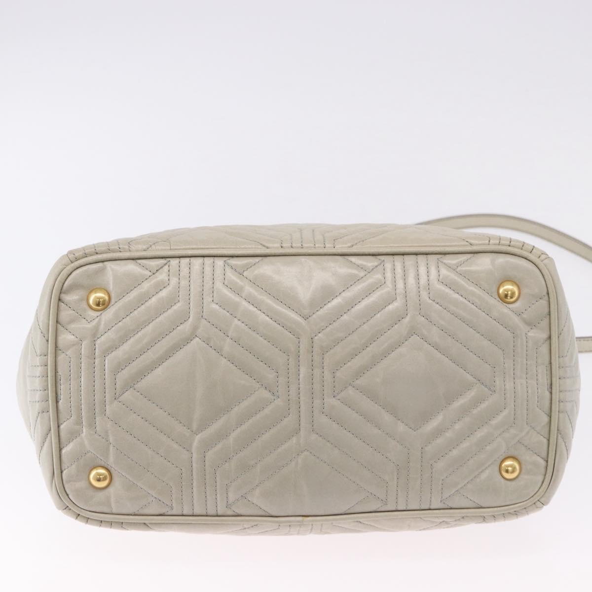 Miu Miu Matelasse Hand Bag Leather 2way Beige Gold Auth ka5616V