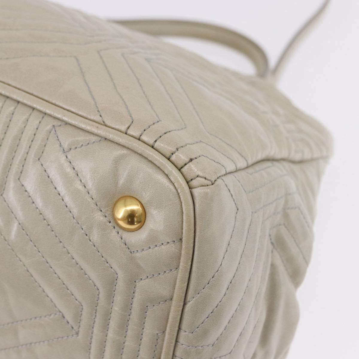 Miu Miu Matelasse Hand Bag Leather 2way Beige Gold Auth ka5616V
