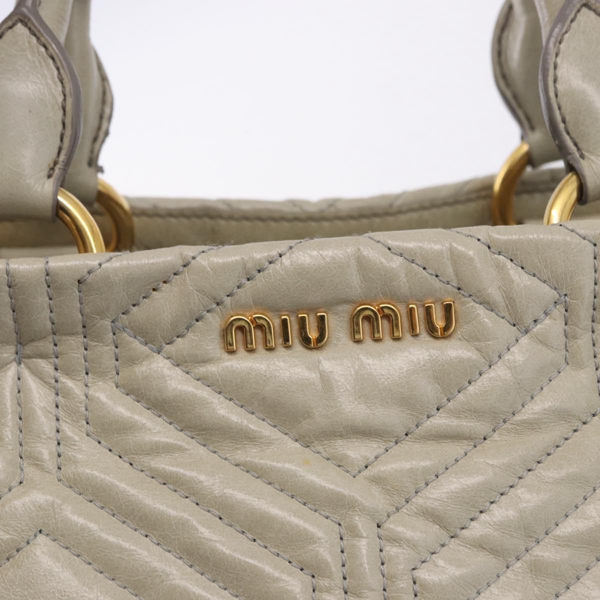 Miu Miu Matelasse Hand Bag Leather 2way Beige Gold Auth ka5616V