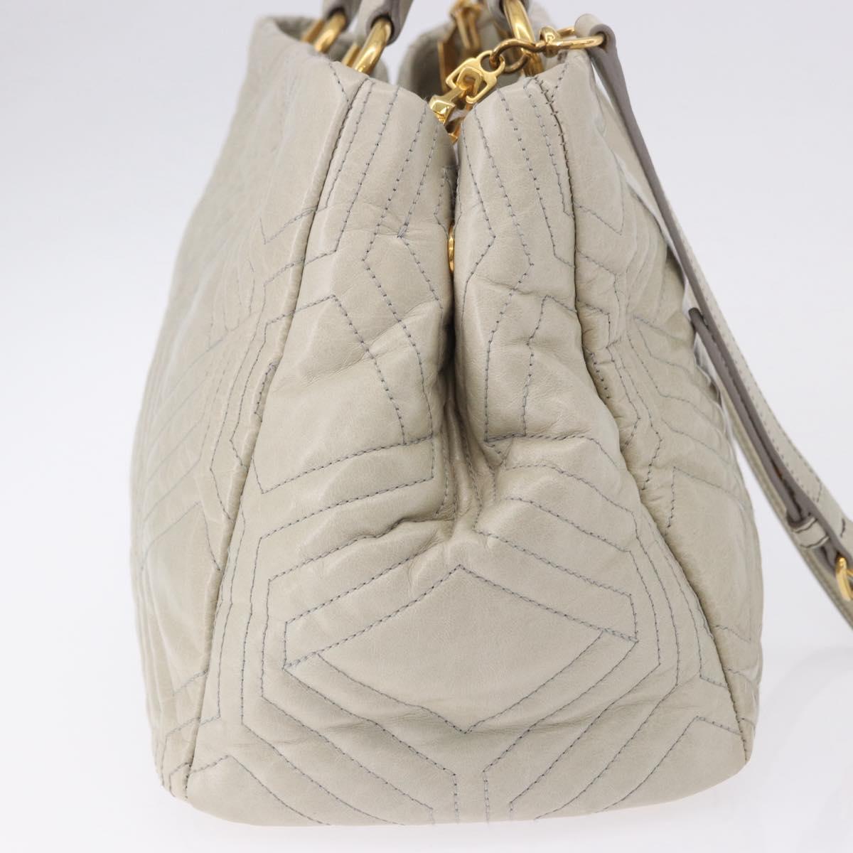 Miu Miu Matelasse Hand Bag Leather 2way Beige Gold Auth ka5616V