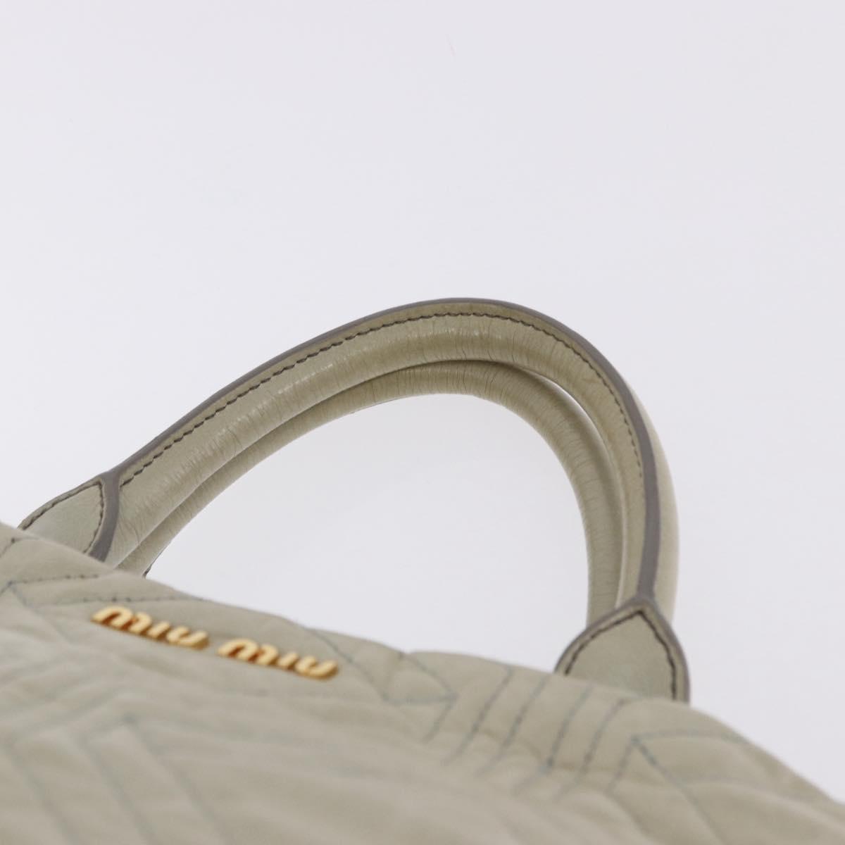 Miu Miu Matelasse Hand Bag Leather 2way Beige Gold Auth ka5616V