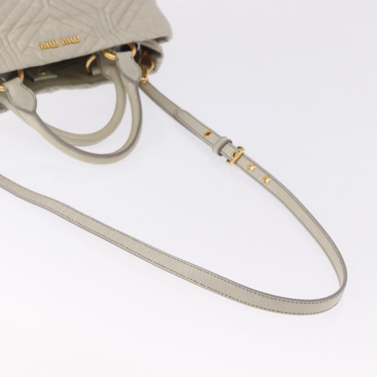 Miu Miu Matelasse Hand Bag Leather 2way Beige Gold Auth ka5616V