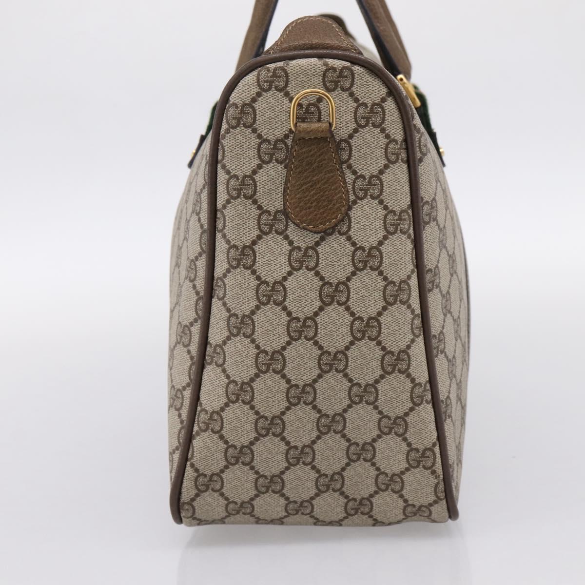 GUCCI GG Supreme Web Sherry Line Hand Bag PVC Beige Gold 39 02 041 Auth ka5618