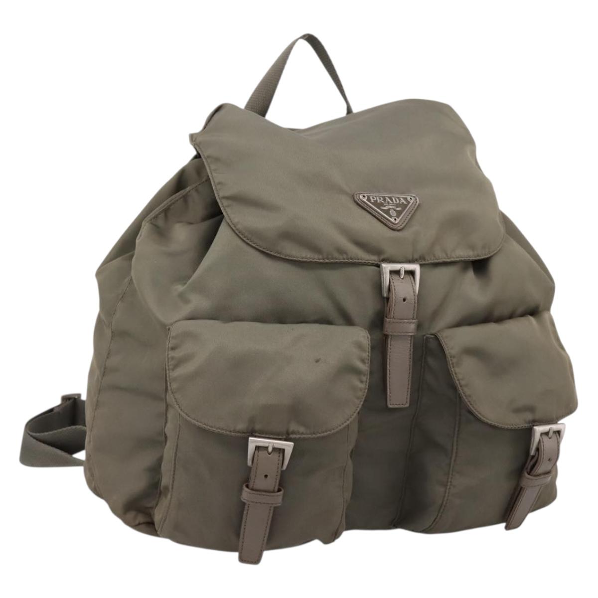 PRADA Backpack Nylon Green Silver Auth ka5619A