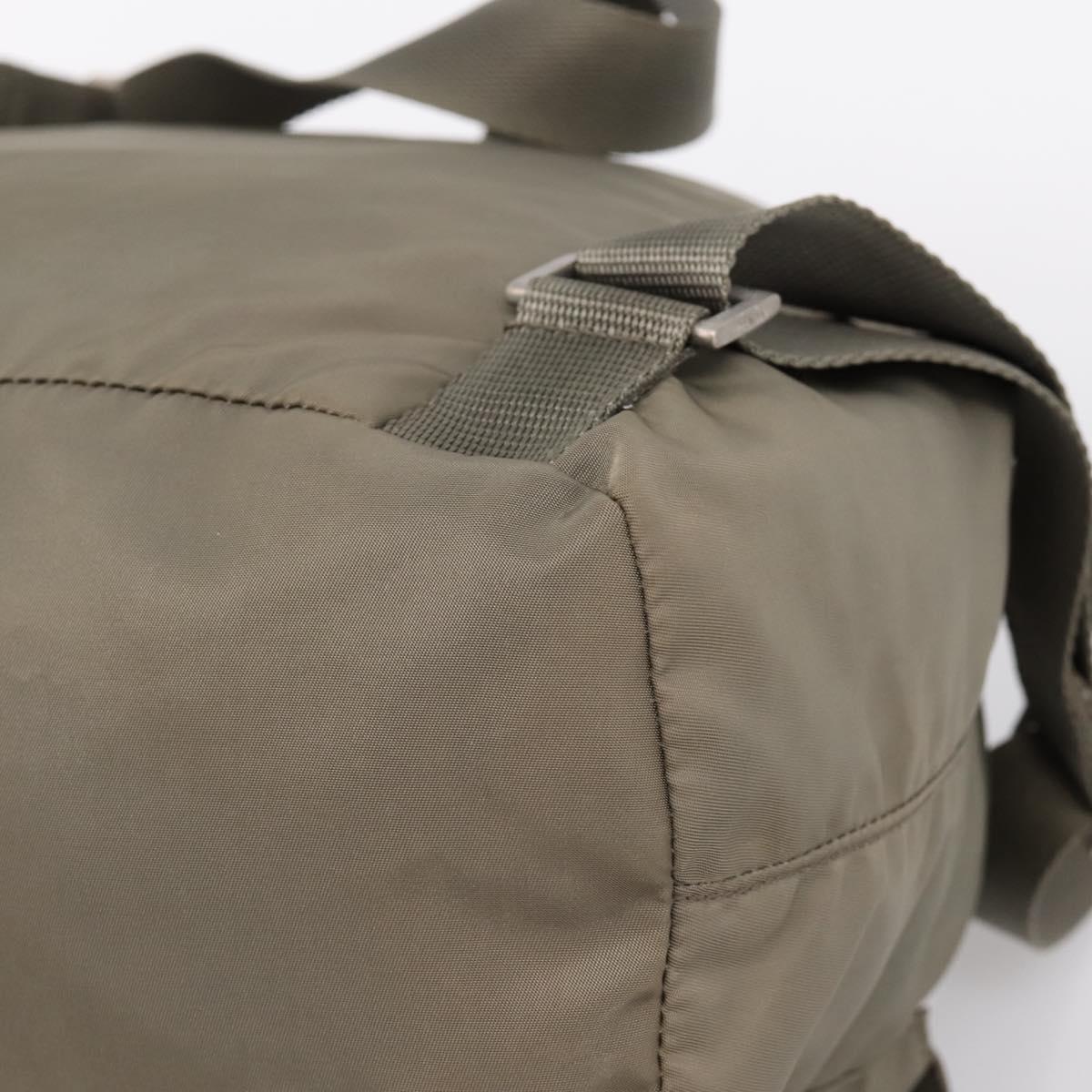 PRADA Backpack Nylon Green Silver Auth ka5619A