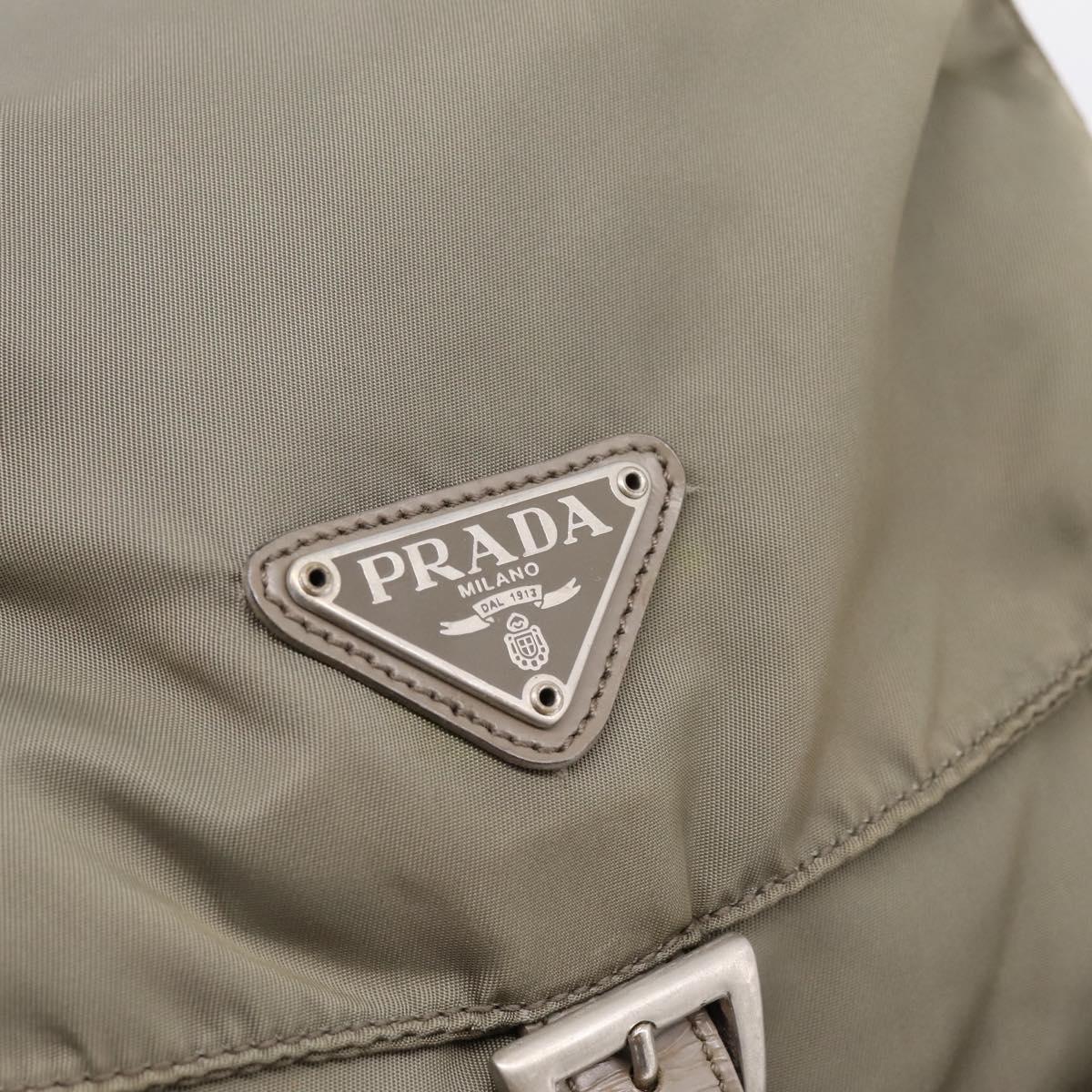 PRADA Backpack Nylon Green Silver Auth ka5619A