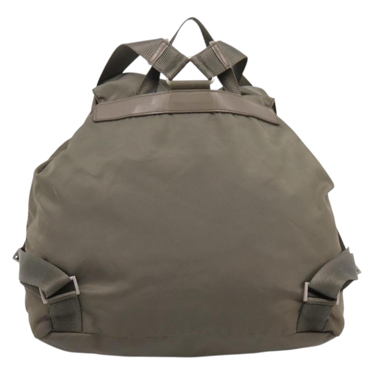 PRADA Backpack Nylon Green Silver Auth ka5619A