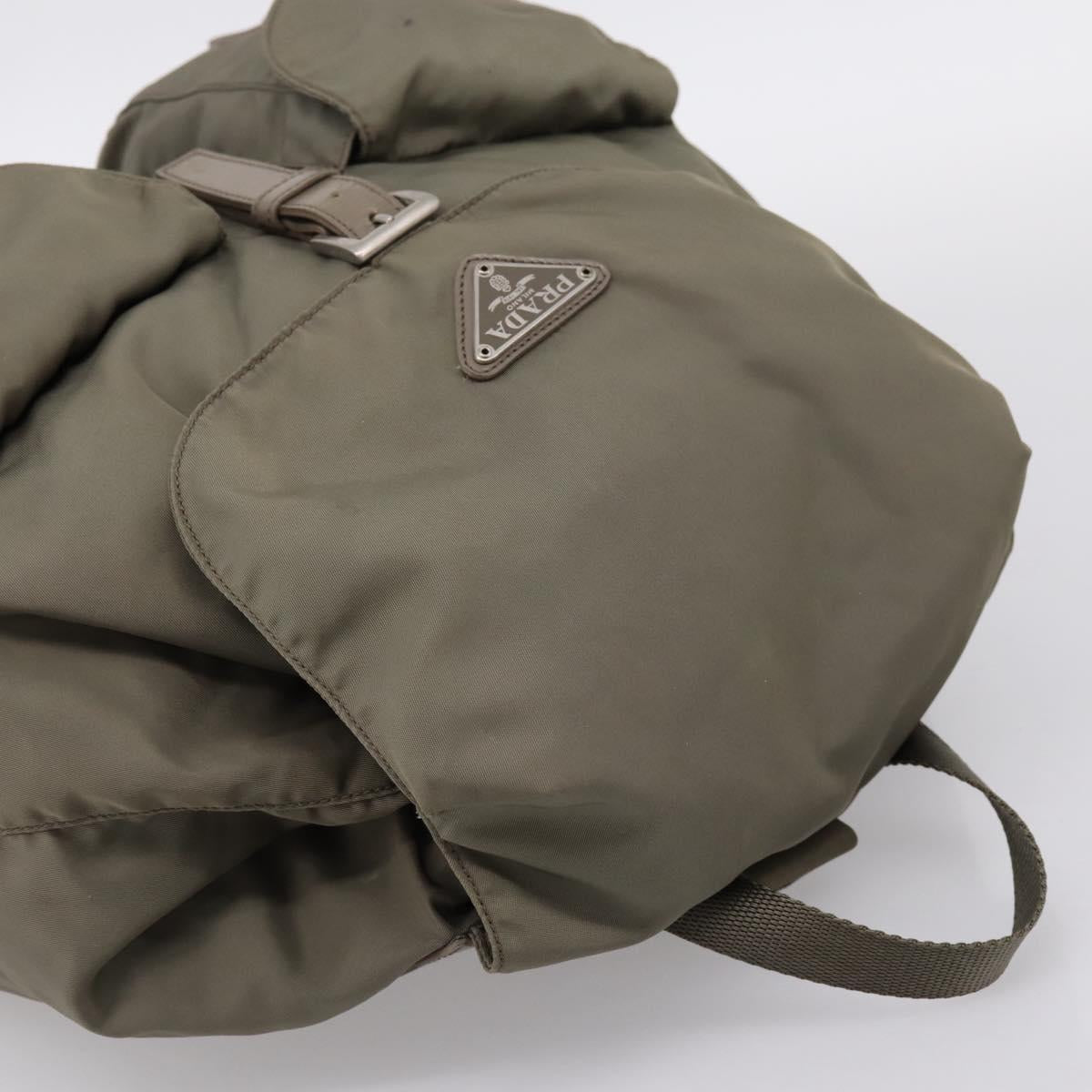 PRADA Backpack Nylon Green Silver Auth ka5619A