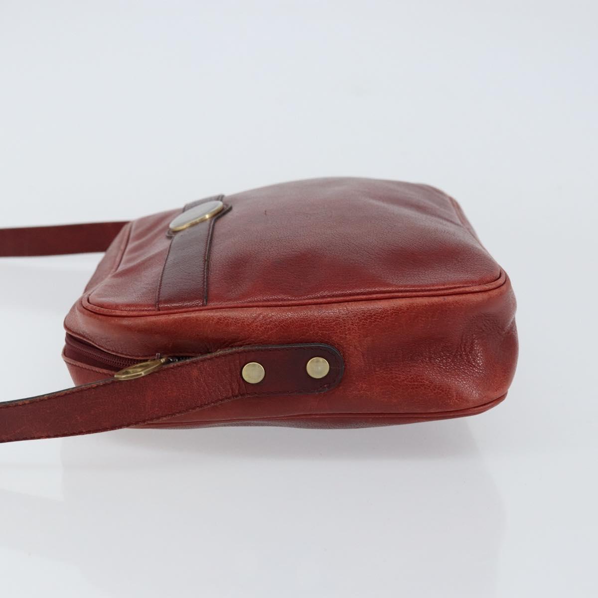 Christian Dior Shoulder Bag Leather Red Gold Auth ka562