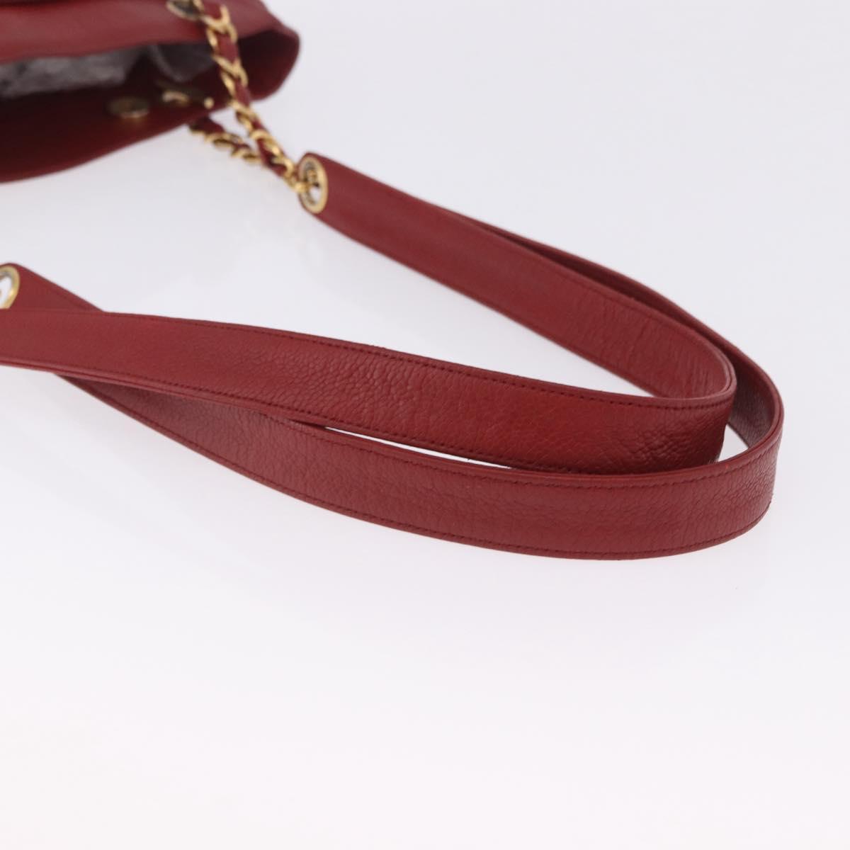CHANEL Triple COCO Mark Chain Shoulder Bag Caviar Skin Red Gold CC Auth ka5622