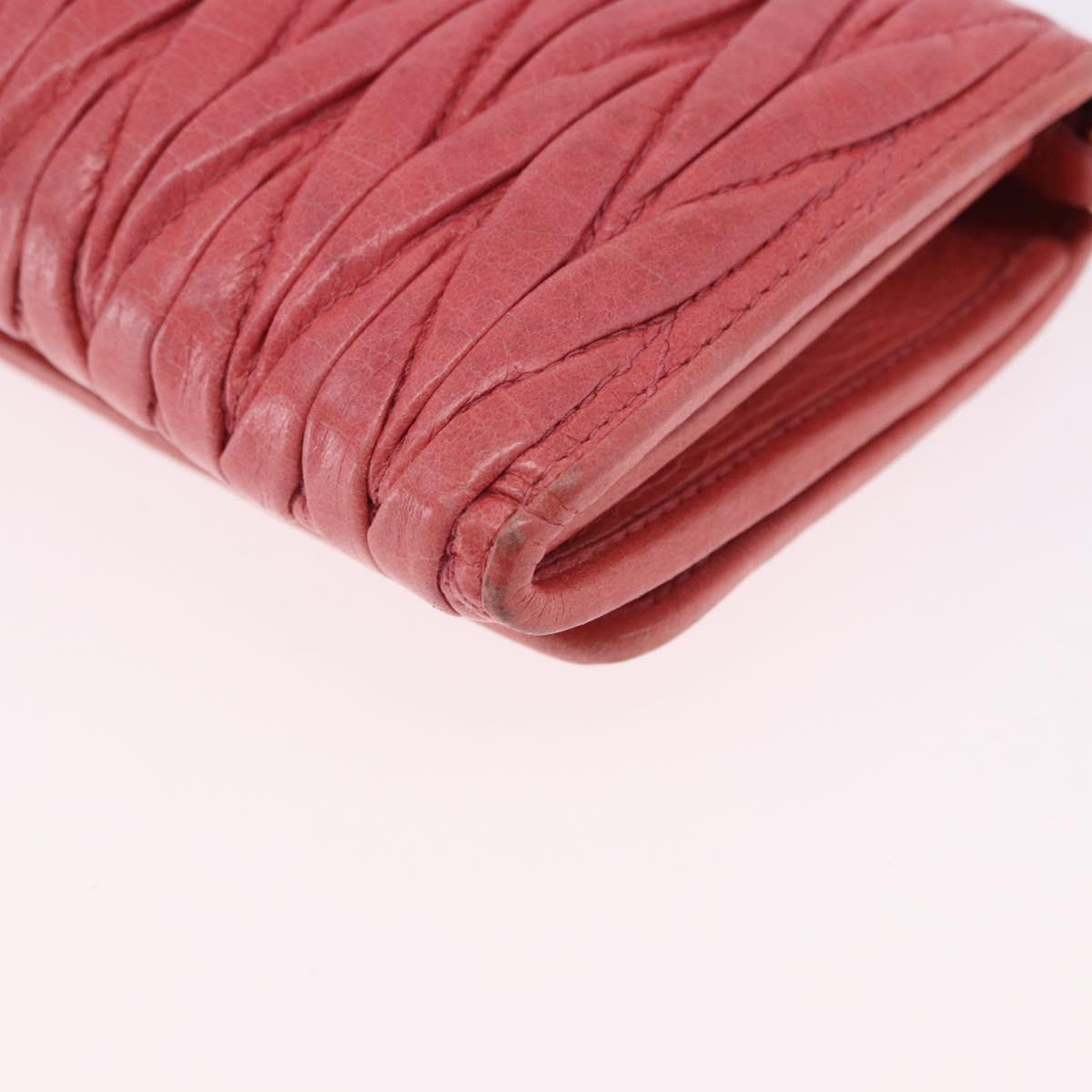 Miu Miu Matelasse Chain Shoulder Wallet Leather Pink Gold Auth ka5623A