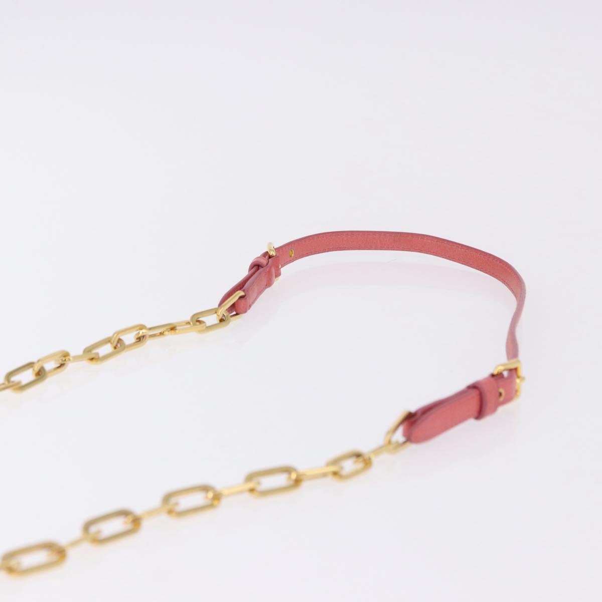 Miu Miu Matelasse Chain Shoulder Wallet Leather Pink Gold Auth ka5623A