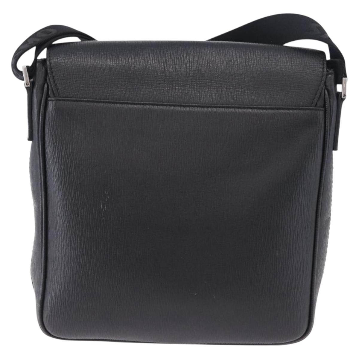 Salvatore Ferragamo Shoulder Bag Leather Black Silver Auth ka5625