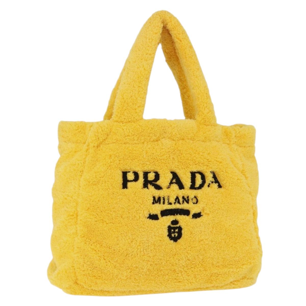 PRADA Tote Bag Pile Yellow Silver Auth ka5626V