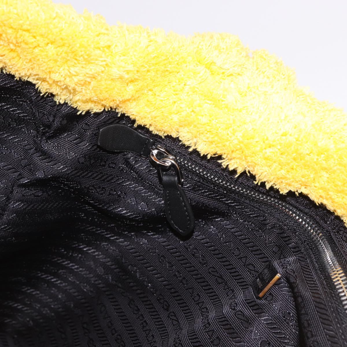 PRADA Tote Bag Pile Yellow Silver Auth ka5626V
