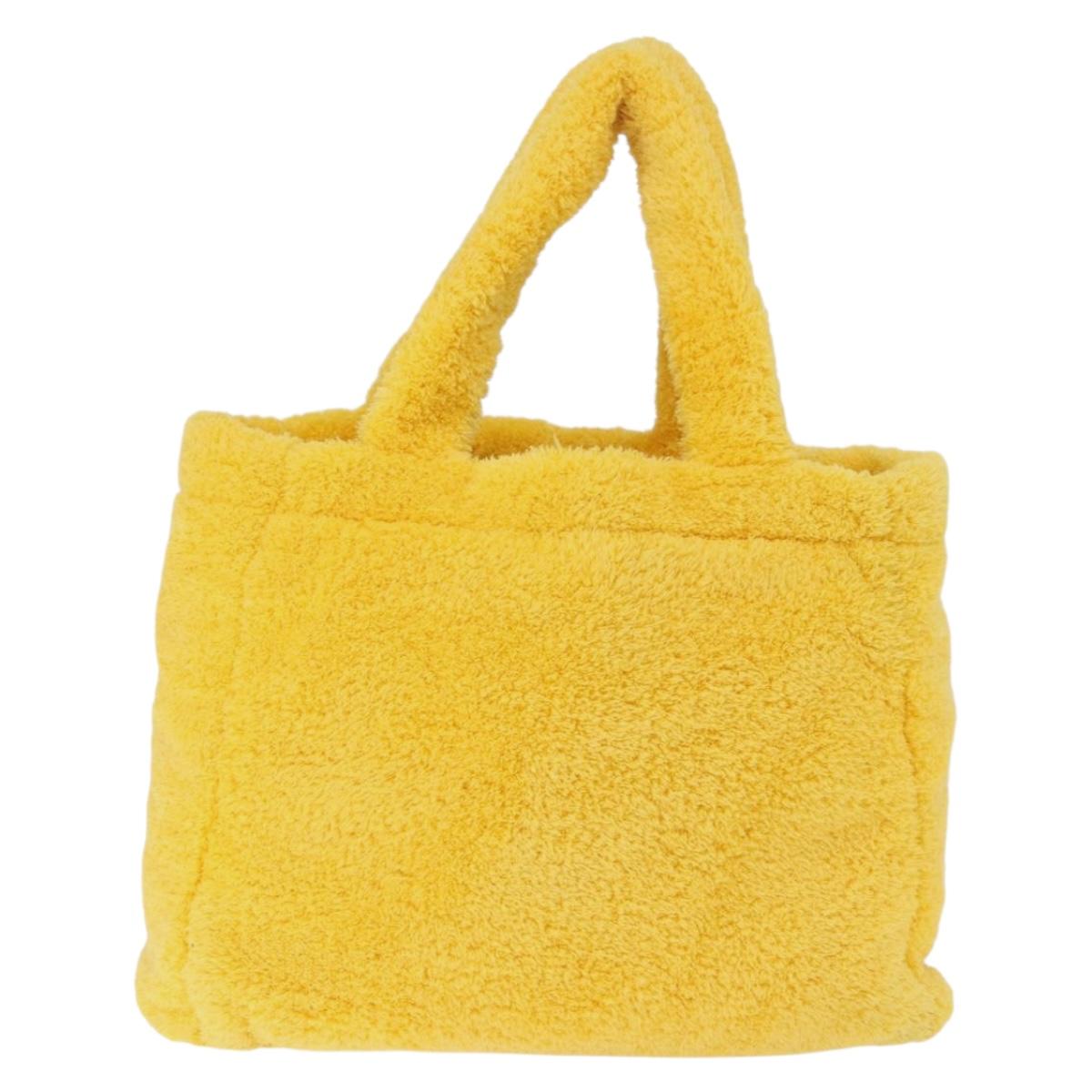 PRADA Tote Bag Pile Yellow Silver Auth ka5626V