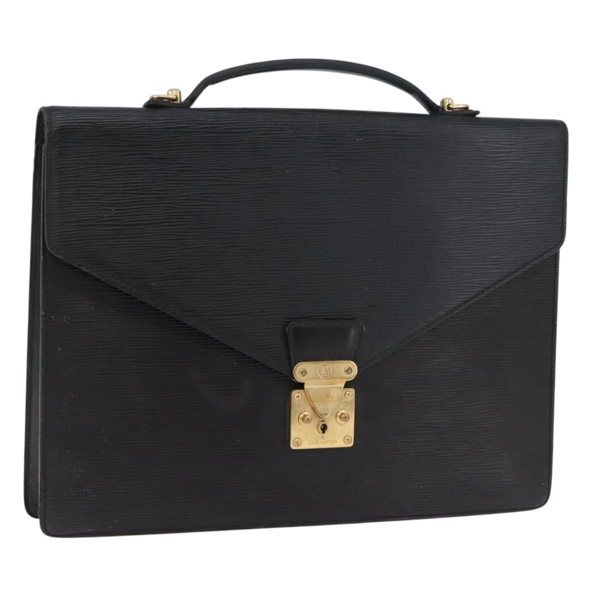 LOUIS VUITTON Epi Porte Documents Bandouliere Briefcase Black M54462 Auth ka5630