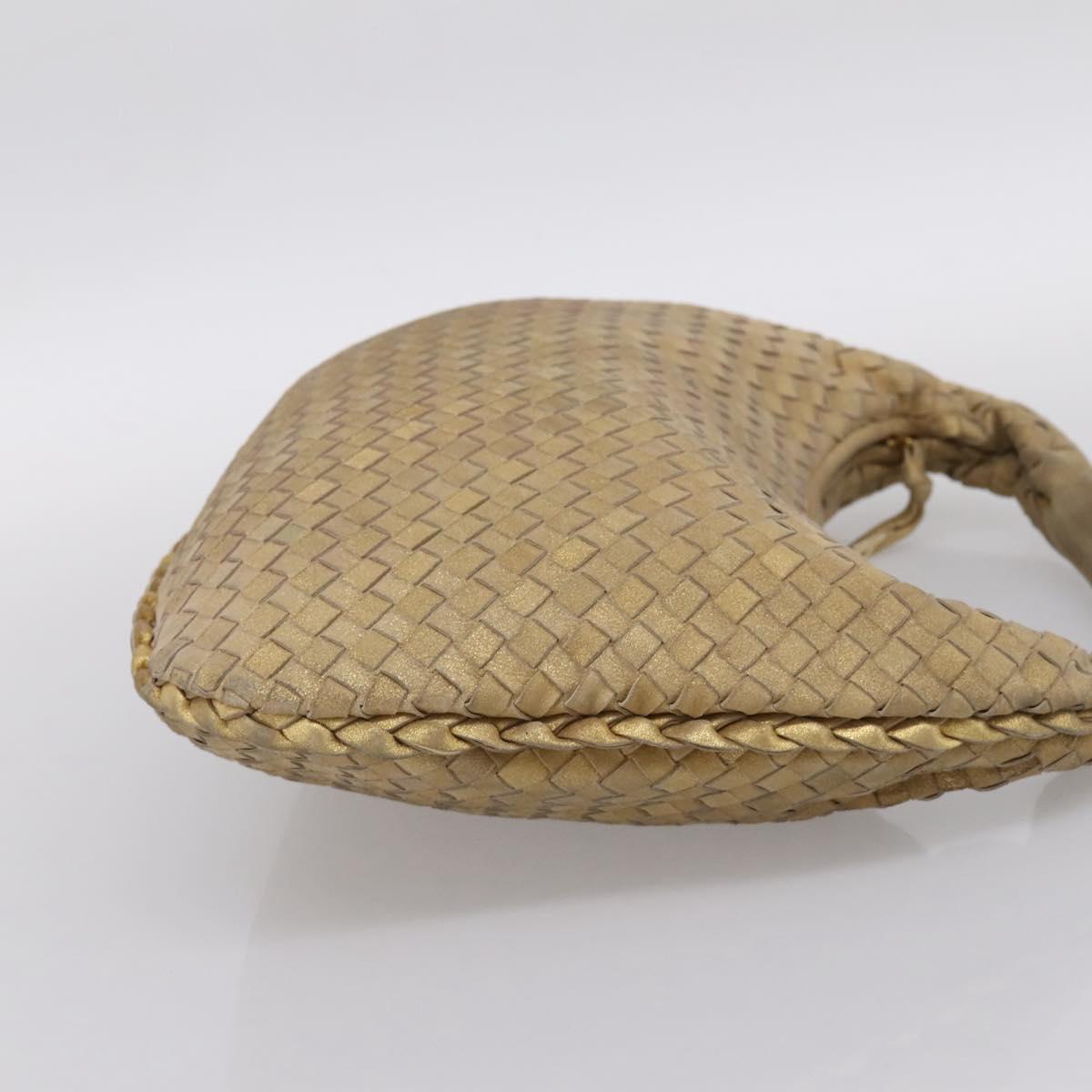 BOTTEGA VENETA INTRECCIATO Hobo Shoulder Bag Leather Gold 115653 Auth ka5633V