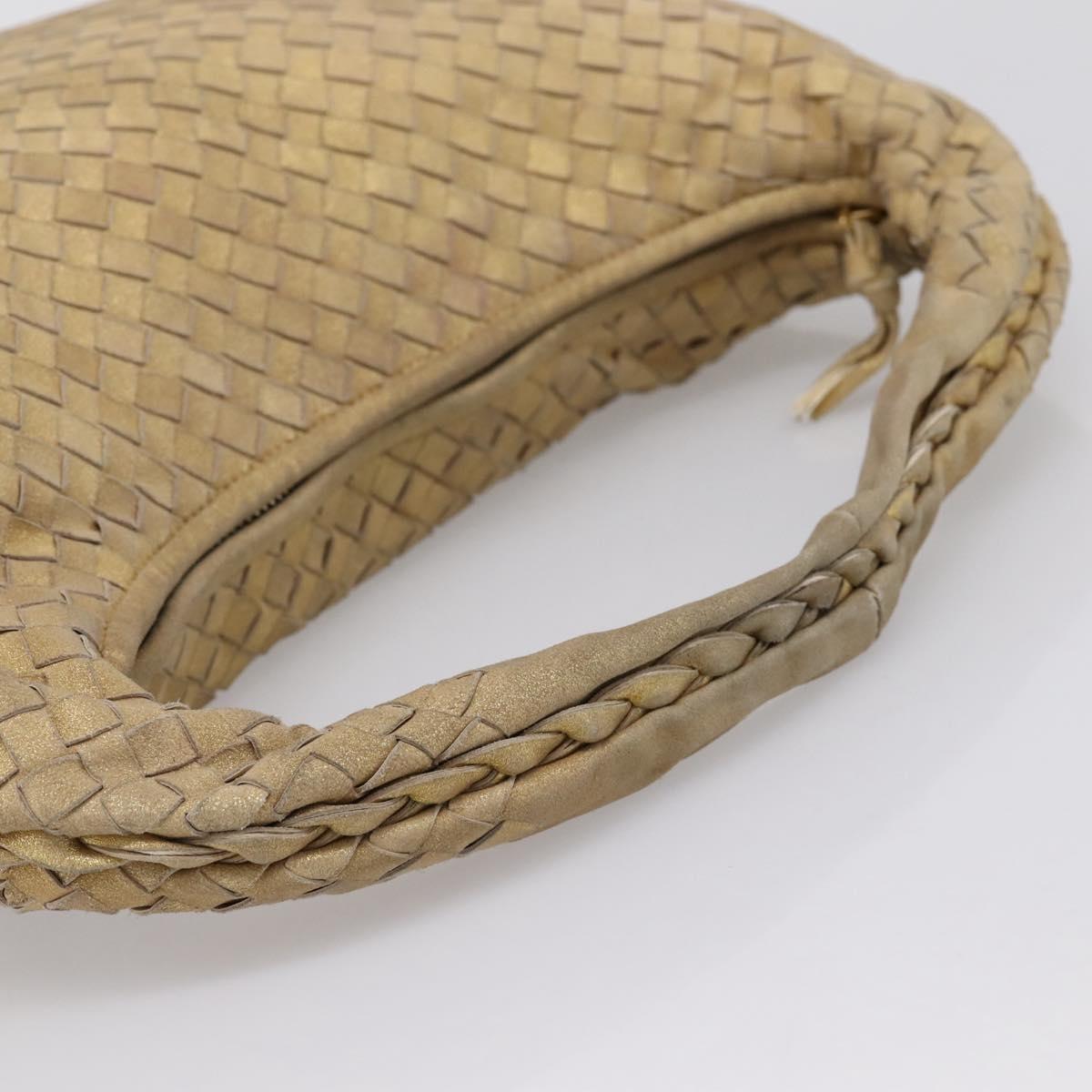 BOTTEGA VENETA INTRECCIATO Hobo Shoulder Bag Leather Gold 115653 Auth ka5633V