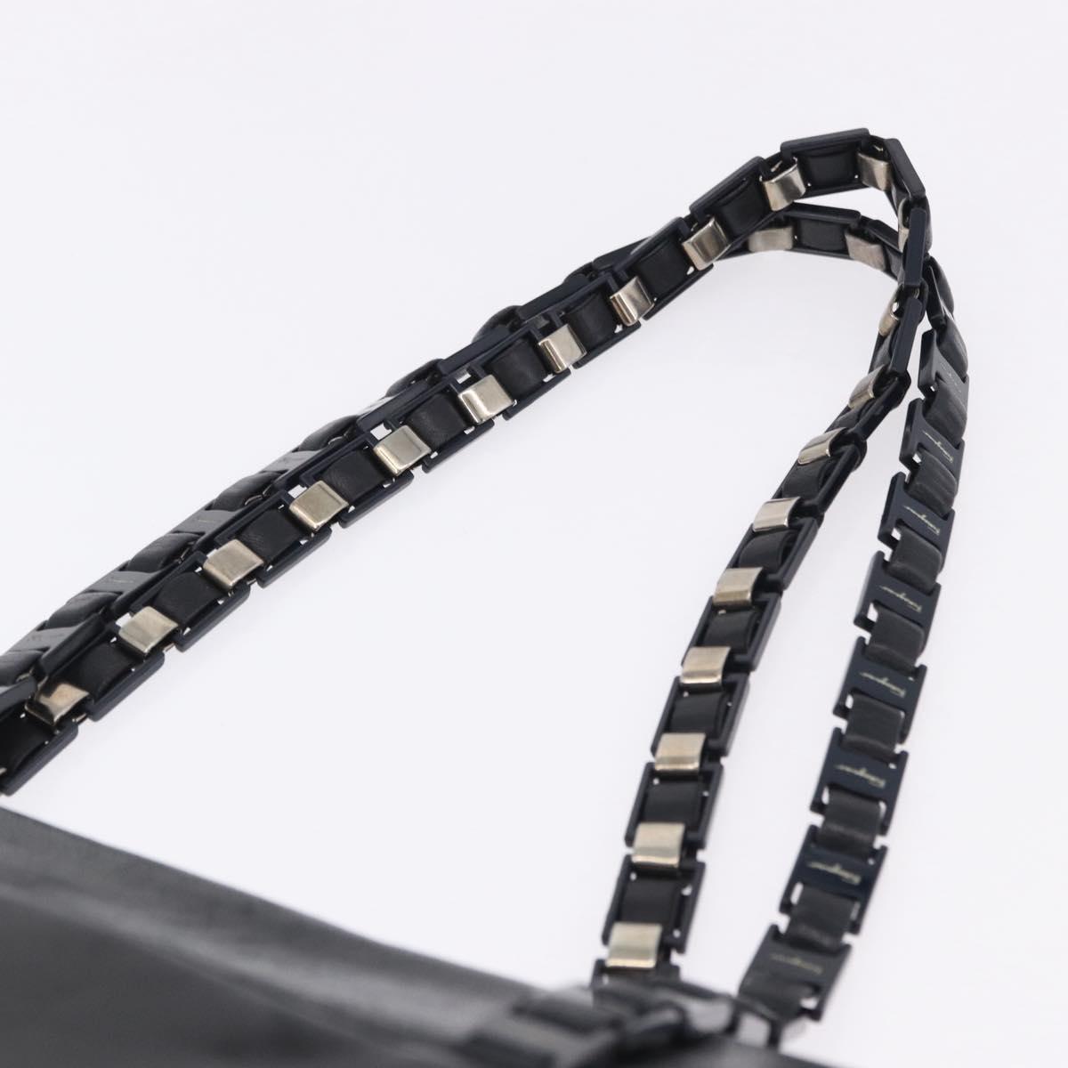 Salvatore Ferragamo Shoulder Bag Leather Black Silver Auth ka5635