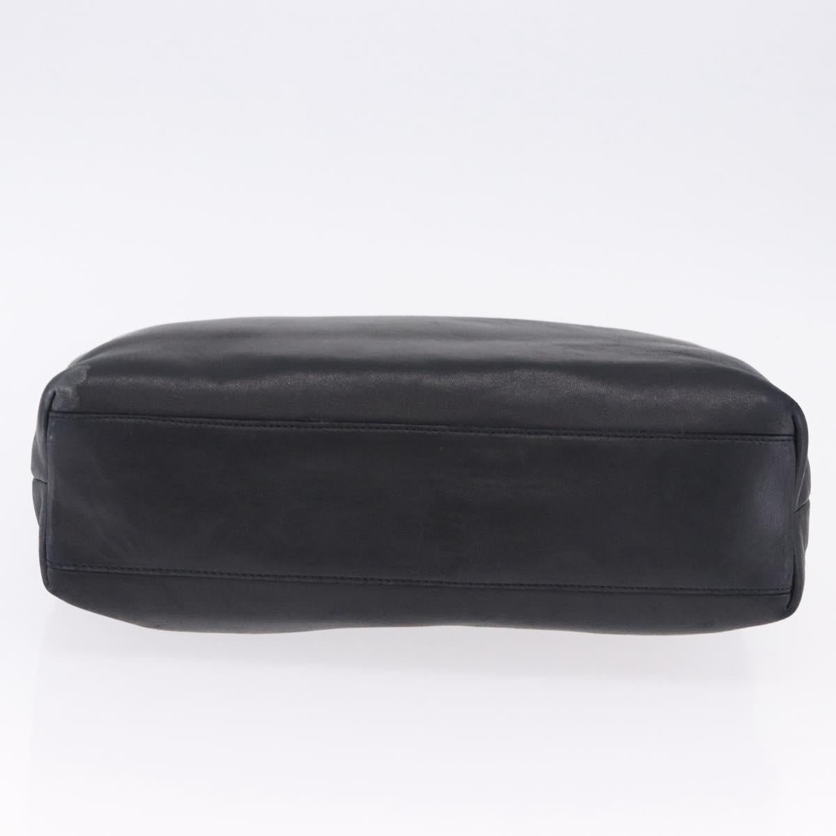 Salvatore Ferragamo Shoulder Bag Leather Black Silver Auth ka5635