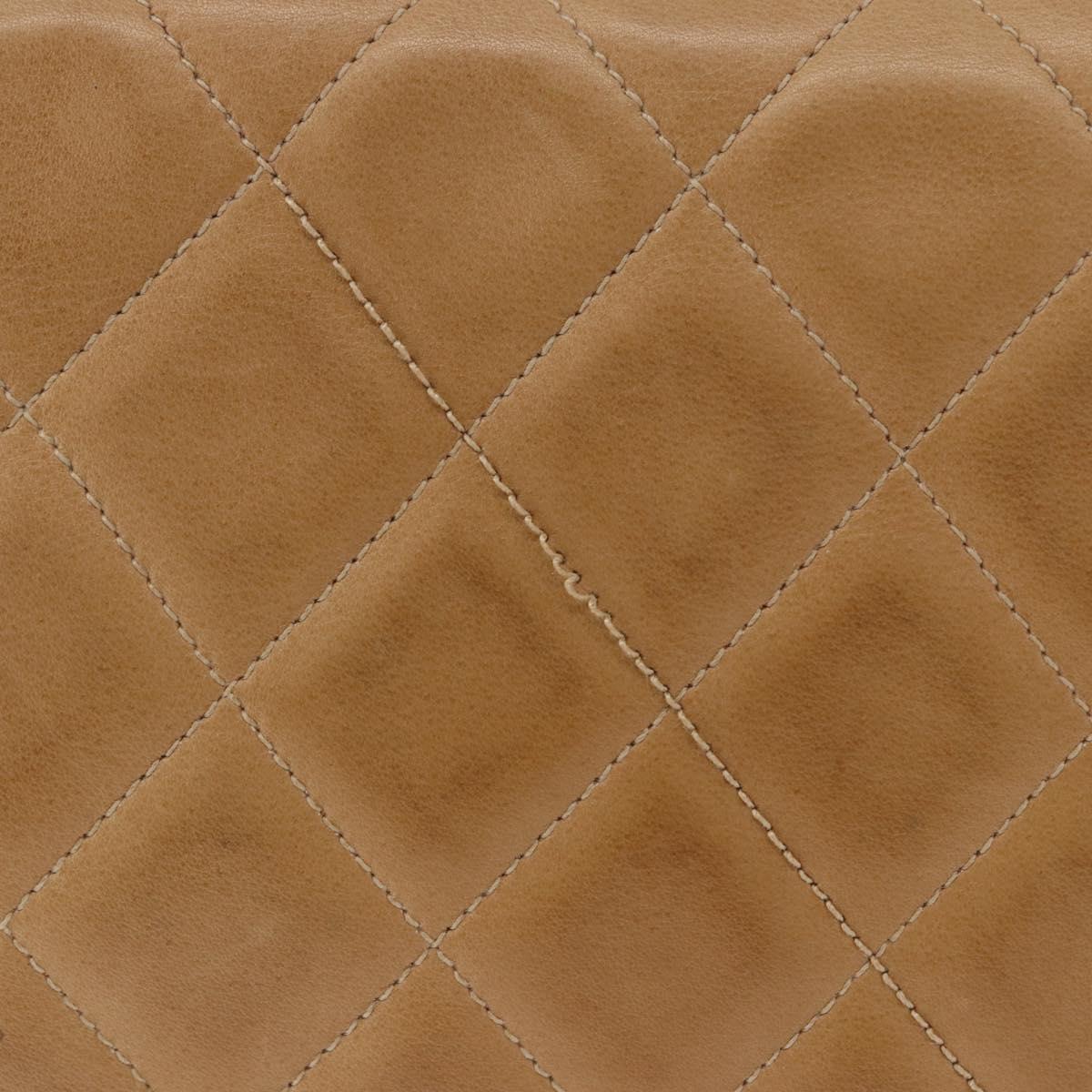 CHANEL Matelasse Chain Shoulder Bag Lamb Skin Beige Gold CC Auth ka5647V